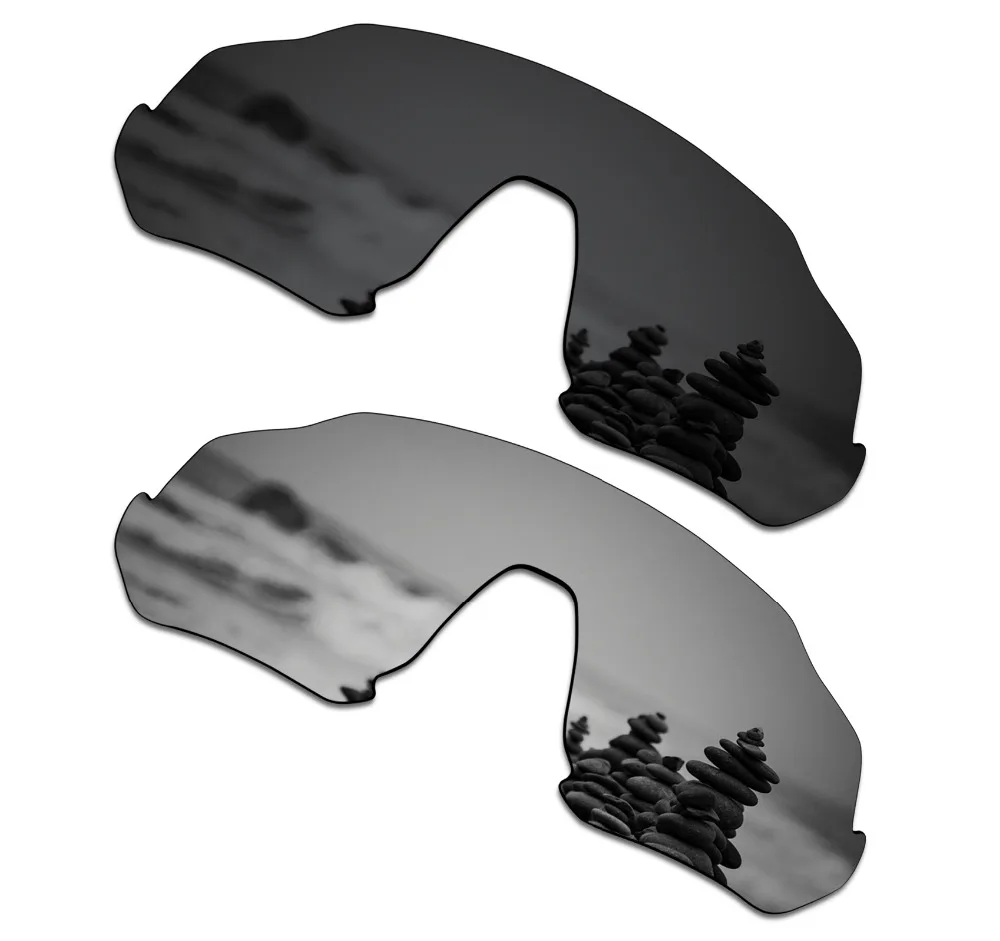 SmartVLT 2 Pieces Polarized Sunglasses Replacement Lenses for Oakley Flight Jacket Stealth Black and Silver Titanium