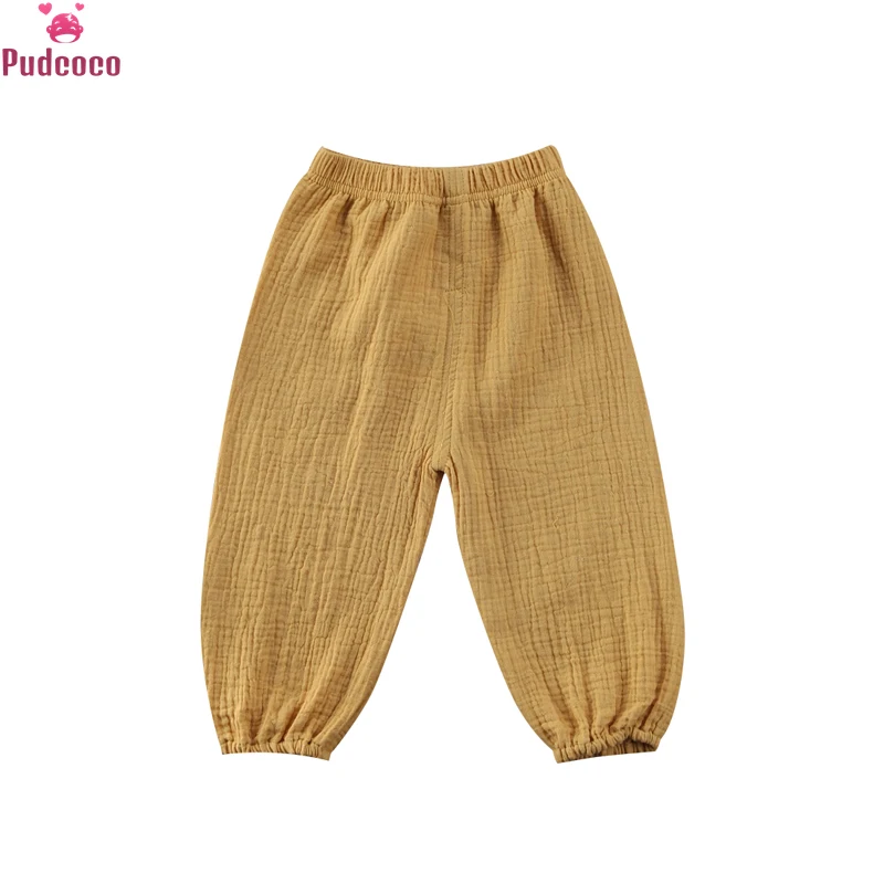 

Solid Color Toddler Infant New Born Baby Boys Long Pants Wrinkled Cotton Bloomers Pleated Trousers Girls Legging 6M-4T