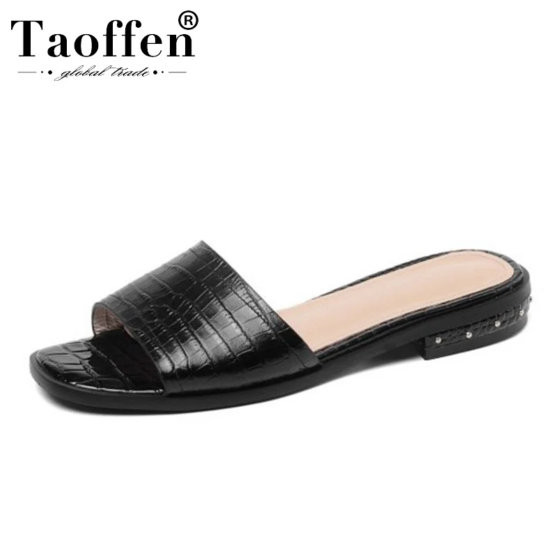 TAOFFEN Daily Real Leather Women Outdoor Sandals Rivets Summer Beach Young Ladies Shoes Club Party Size 33-42 | Обувь