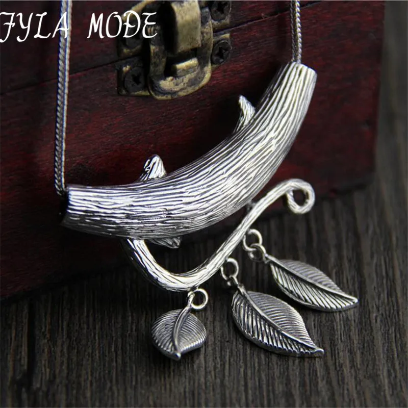 

Charms Leaf Branch 59*54MM 925 Sterling Silver Pendants Antique Thai Silver Jewelry Making DIY Handmade Craft TYC266