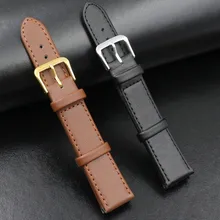 Bracelet en cuir uni avec boucle ardillon, bracelet de montre noir marron 12 14 16 18 19 20 22 24MM