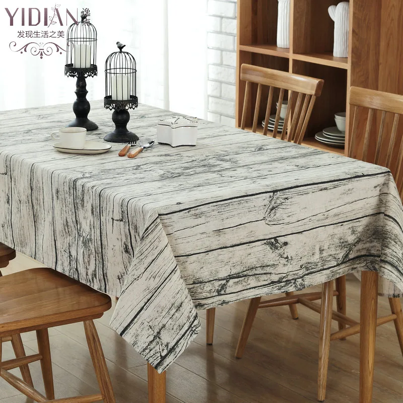 

European cotton and linen coffee table wood grain dining table cloth linen tablecloth hotel home conference