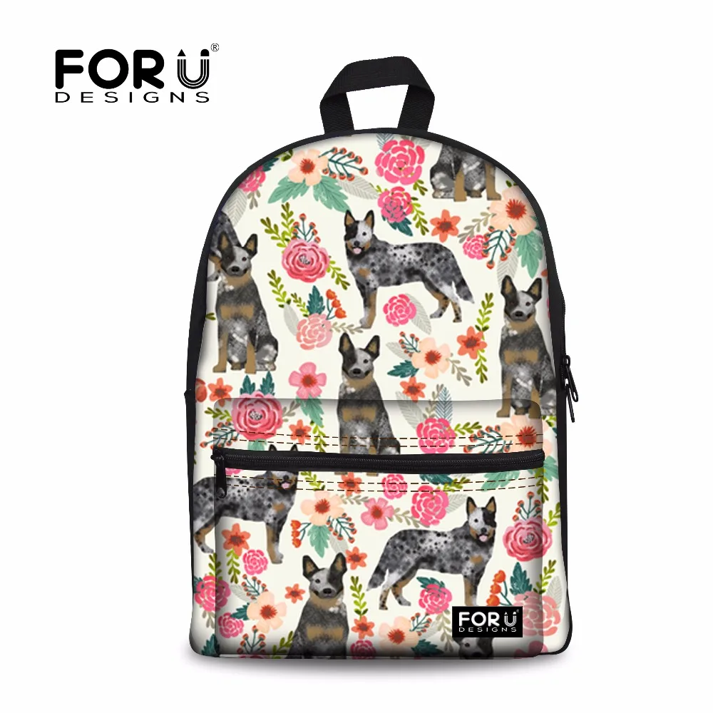 FORUDESIGNS Canvas Women Australian Cattle Dog Backpacks School Backpack for Teen Girls Large ...