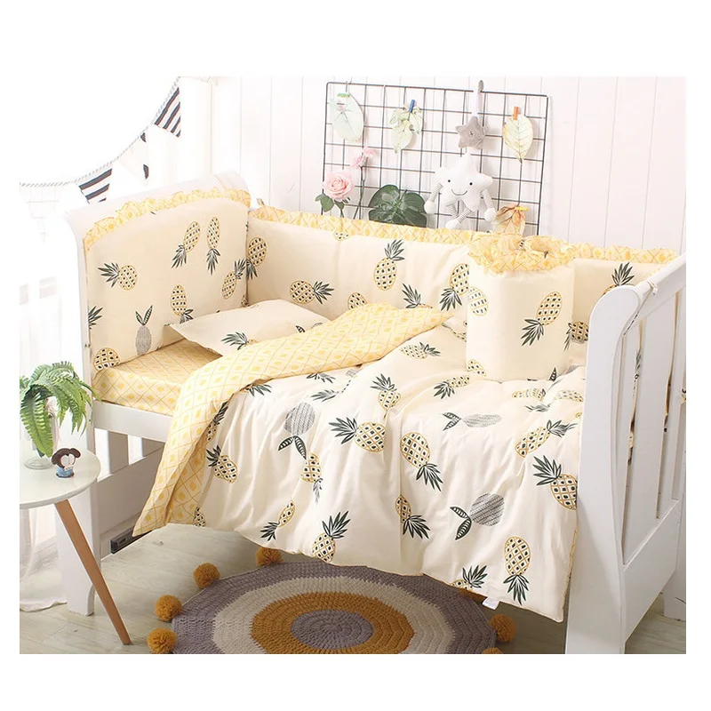 

5pcs Baby Bedding Set Cotton 100 % Newborn Crib Bedding Set Baby Bed Linens For Girls Boys Baby Bed Bumpers Sheet Pillow Cover