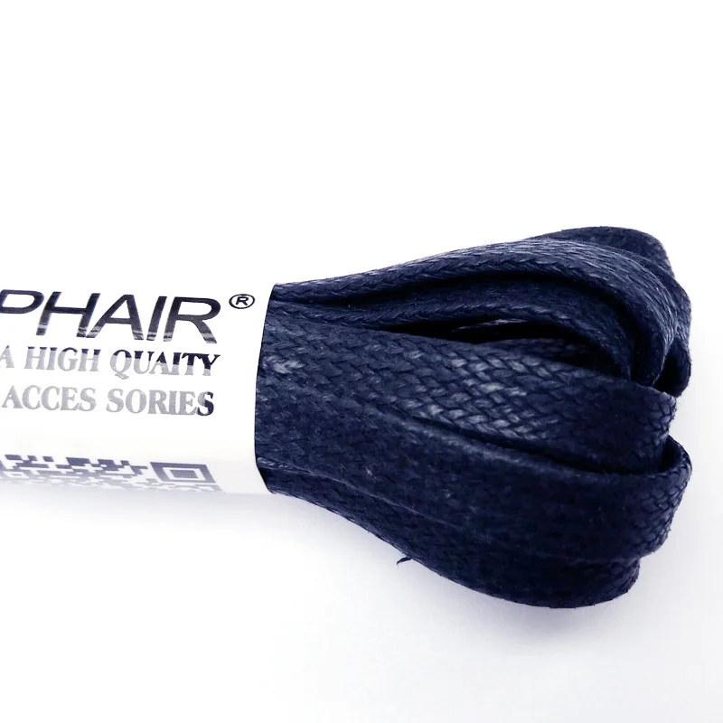 JUP1-12 Pair Dark Blue Waxed Flat Shoelaces Sneakers Boat Shoelace Unisex Lace Cable 100% Cotton Cheap Shoelaces Colorful Laces 