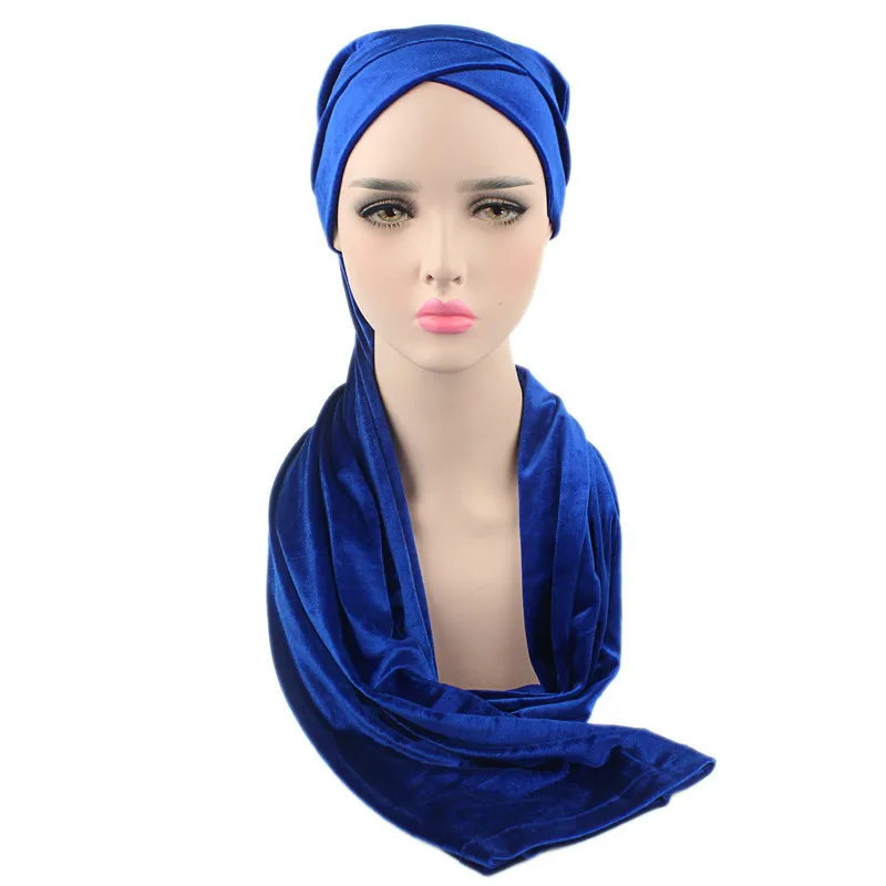 Модные бархатные женские шапки шарф Мусульманский женский тюрбан голова Кепка шапка женские аксессуары для волос внутренняя тюрбан шапка