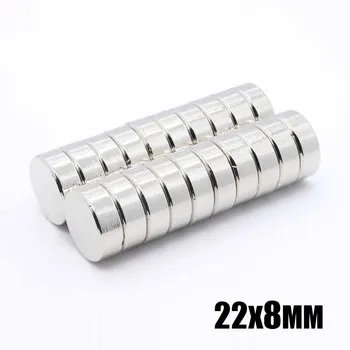 

10pcs 22x8 mm Neodymium N35 Dia 22mm X 8mm Strong Magnets Tiny Disc NdFeB Rare Earth For Crafts Models Fridge Sticking Free
