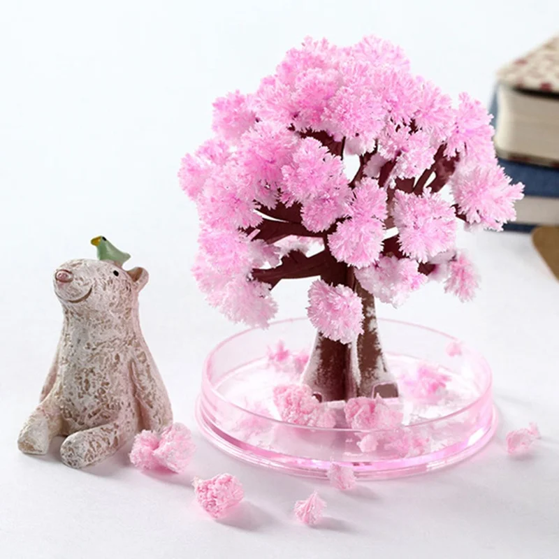 

1pc New Year's Cherry Blossom Christmas Kids Toys Japan Pink Magic Growing Paper Christmas Tree Crystal Tree Decor Science Toys