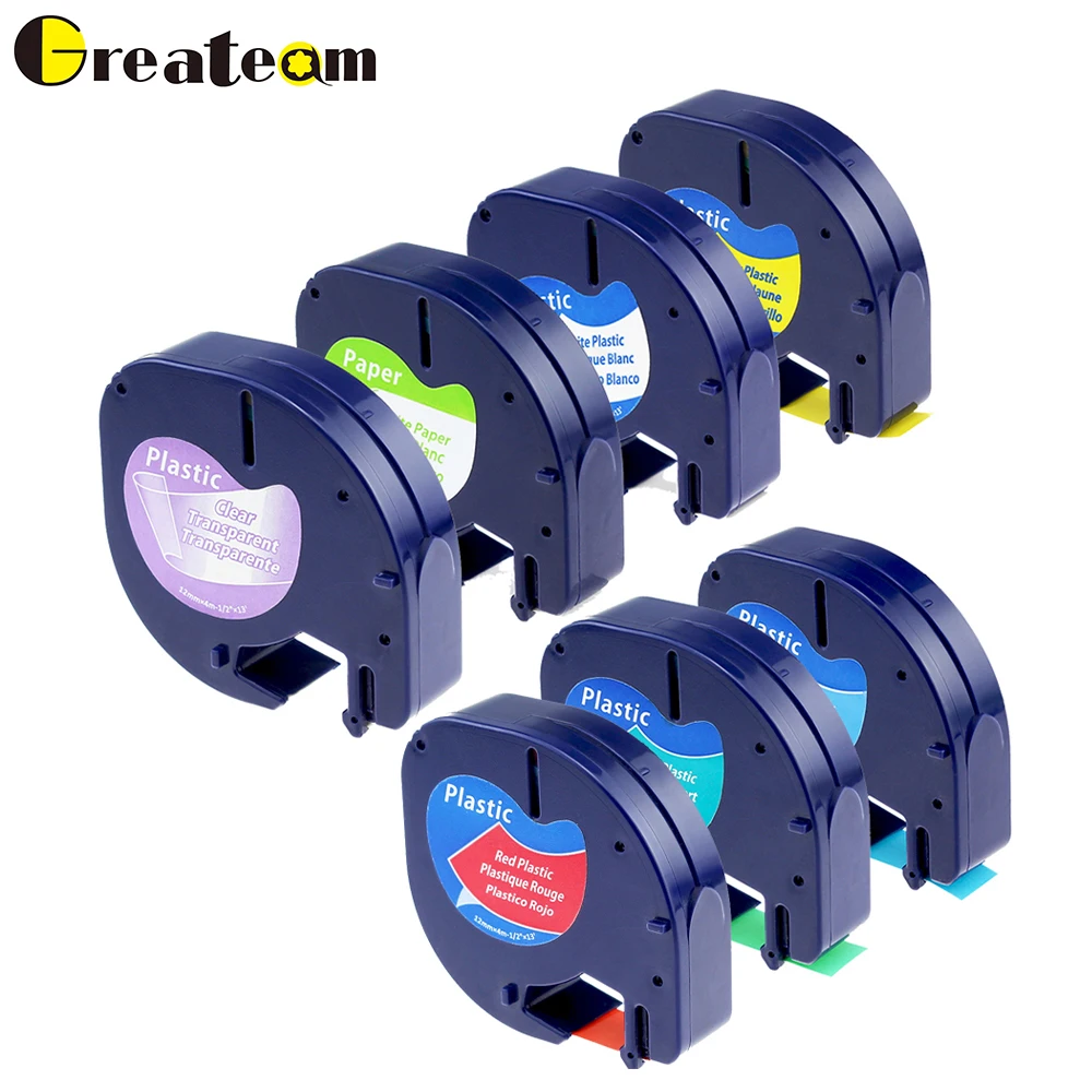 

Greateam 7pcs/lot 12667 91200 91201 91202 91203 91204 91205 Compatible DYMO LetraTag Self-Adhesive Mixture Color Label Tape