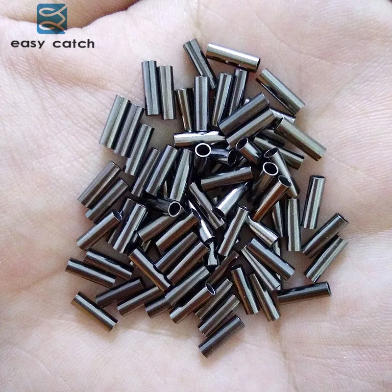Easy Catch 200 шт. черные круглые медные рыболовные трубки обжимные рукава соединитель