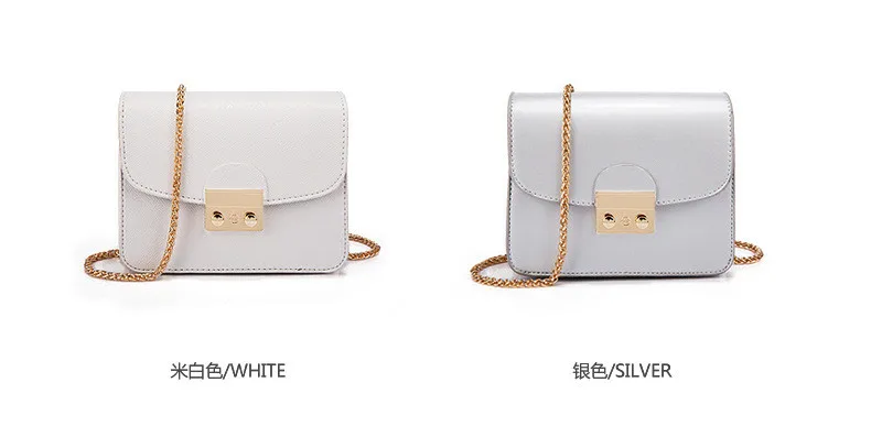 9 Korean Version New Mini Messenger Women Bags Solid Buckle Chain Shoulder Bag Small Square Package Cross Pattern Summer