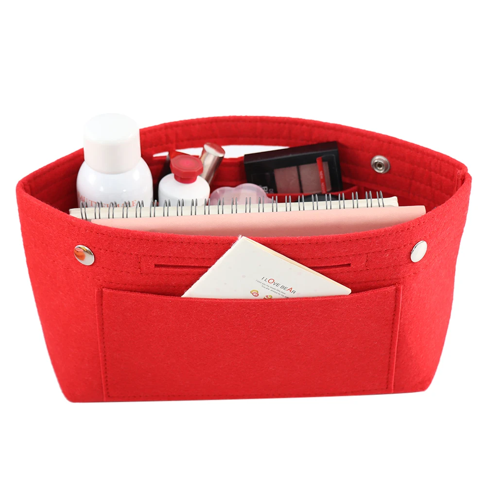 

1PC Felt Bag For Ladies Cosmetic Makeup Storage Bag Organizer Women Travel Storage Case Multifunction Handbag Large Capacity