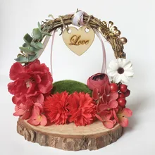 1 шт. белые персонализированные вечерние Обручальные украшения свадебные кольца держатель на заказ деревенский цветочный стиль кольцо коробка