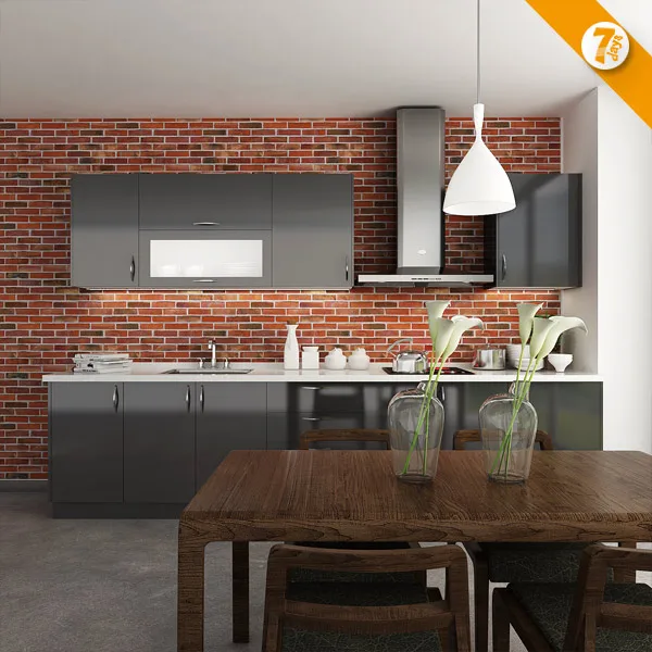 7 Days Delivery China High Gloss Modern Black Kitchen ...