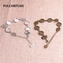 Pulchrode 3 шт./лот металлическая цепочка Кабошон База подходит круглый 12 мм Диаметр ручной работы в виде Ракушки Морская звезда Шарм Соединитель с цветочным узором браслет C1197