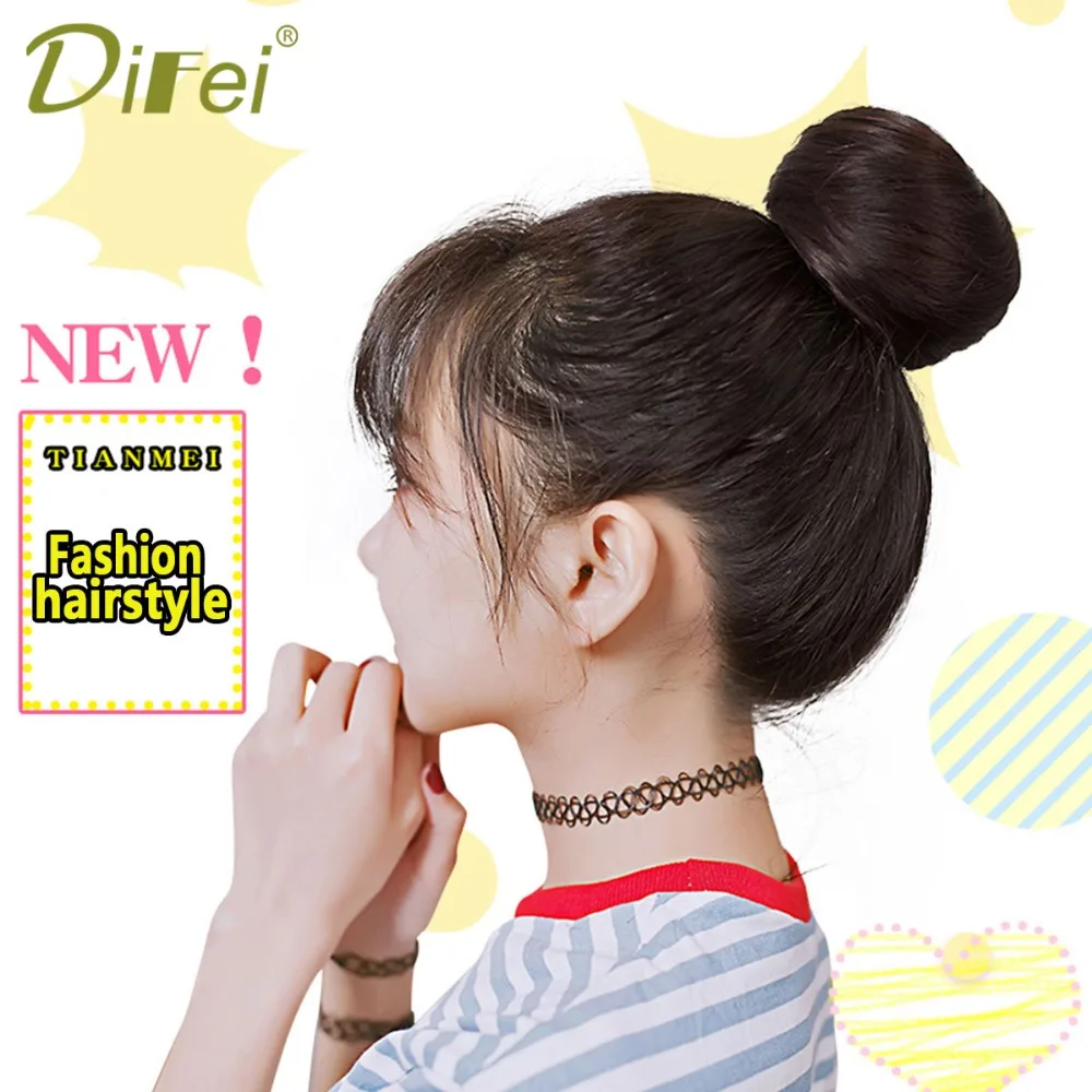 DIFEI для девочек, черные, коричневые волосы, пучок синтетических волос, эластичная резинка, шиньон, шнурок, Пончик, искусственные волосы, доступно 9 цветов