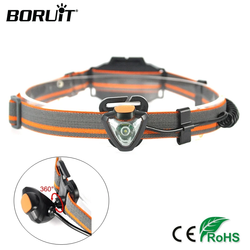 Best BORUIT 600LM XPE LED Mini Headlight 4 Modes Headlamp AAA Battery Head Torch Waterproof Camping Hunting Flashlight