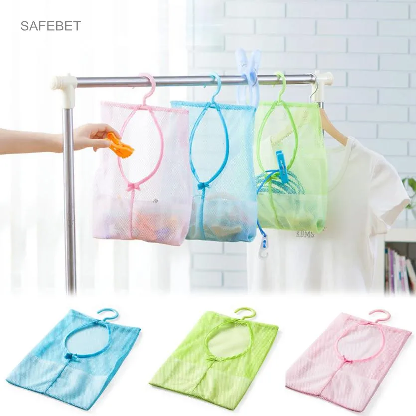 

SAFEBET 1PC 22X37cm Kitchen Bathroom Clothesline Storage Dry Doll Pillow Shelf Mesh Shower Bag Hook Storage Rack New