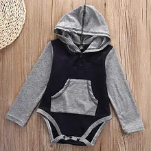 2016 Baby bodysuits Boy&Girl’s Climb Clothing Long Sleeve Patchwork bodysuit hooded Baby Clothes