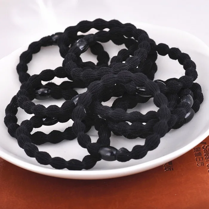 20pcs/lot Women Black Rubber Band Elastic Hair Band For DIY and Daily Wear Quality Thick Hair Tie Hair Accessories Pure Black black head scarf