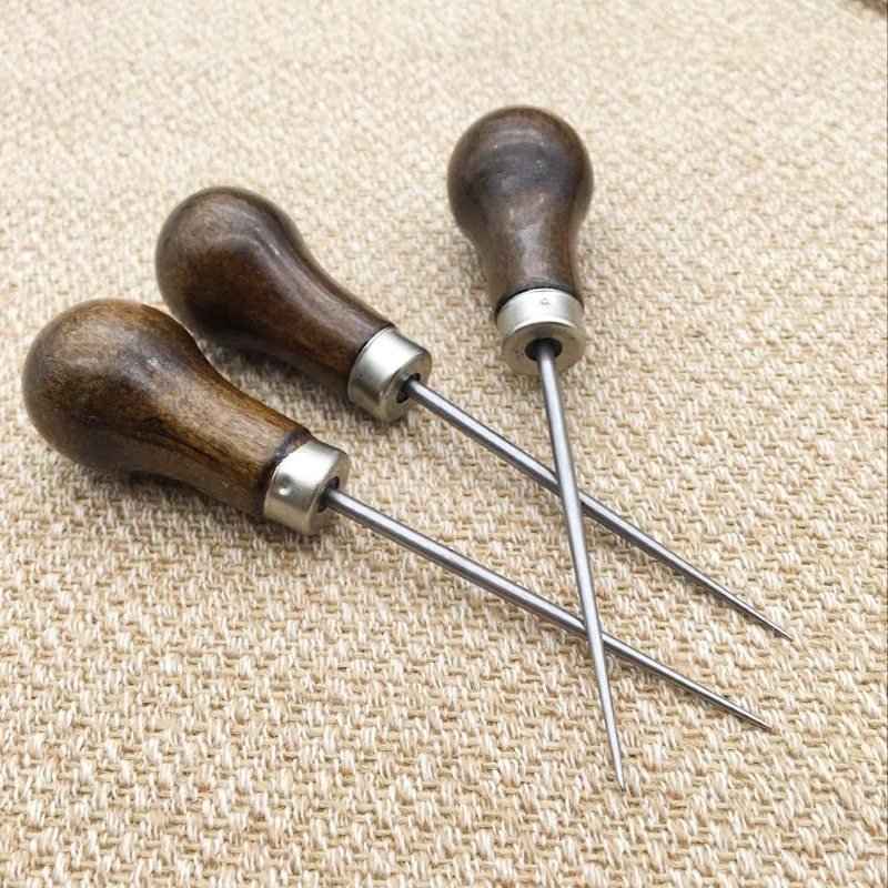 

1Pc Professional Leather Wood Handle Awl Tools Sewing Accessories Stitching Awl For Leather Craft Stitching Sewing Accessories