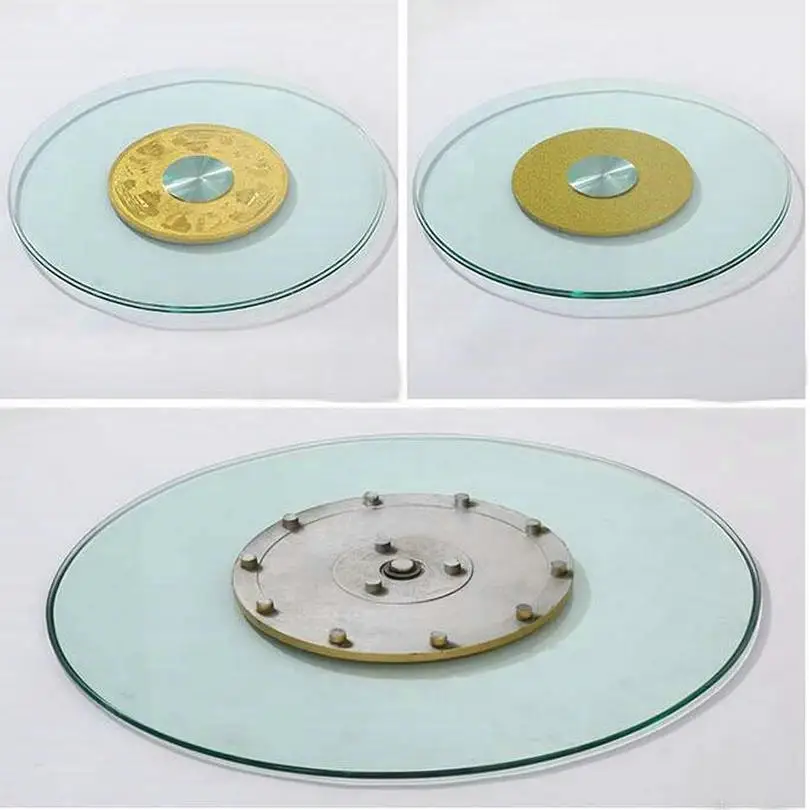 

HQ GL01 Tempered Glass Top 70CM/80CM/90CM Lazy Susan with Glass Turntable Swivel Plate for Dining Table