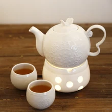 700 мл китайский костяной чайник цельный белый рельефный горшок с бабочкой с 2 чашками кофейник может нагреваться чайник