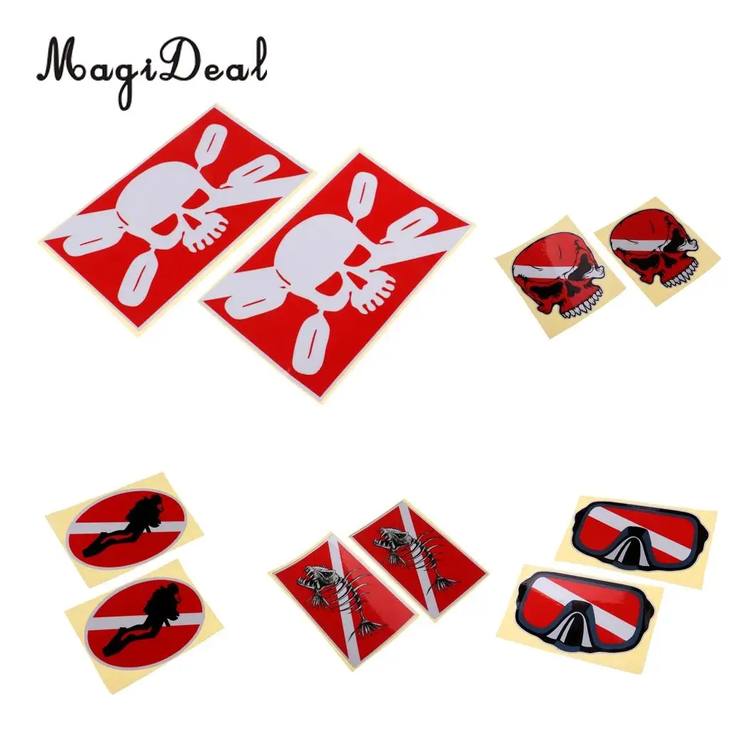 2 Pieces Reflective Adhesive Waterproof Scuba Diving Diver Kayak Fishing Sticker Decal for Dive Tank Cylinder, Flippers