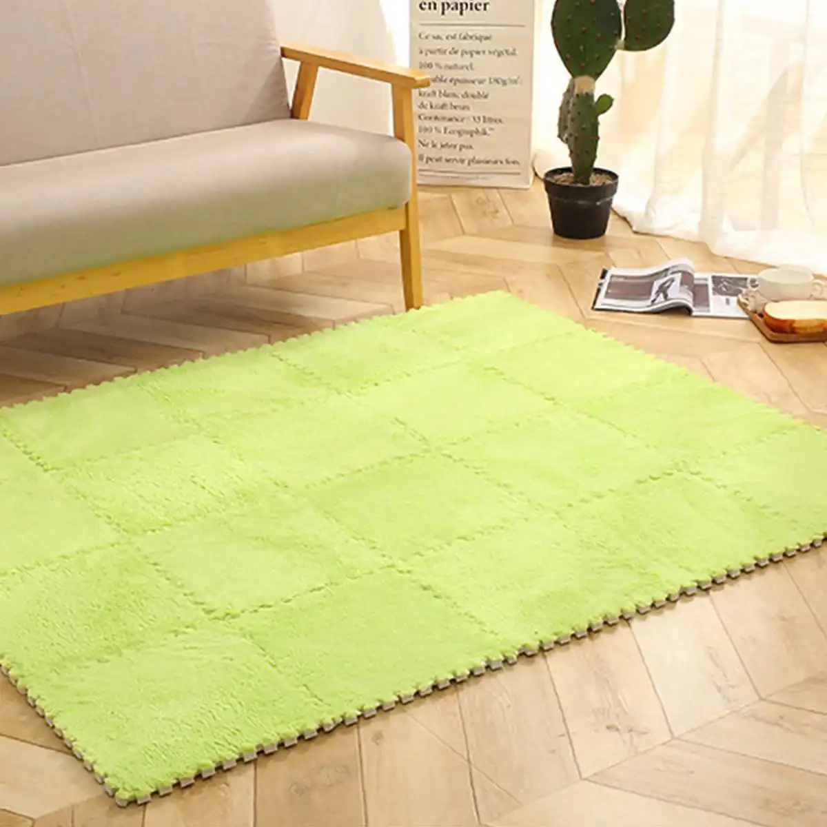 Green Roland 5Pcs/Set DIY Puzzle Magic Patchwork Jigsaw Splice Heads Living Room bedroom Children Kids Soft Carpet Floor Climbing Baby Mat - Цвет: Green Roland