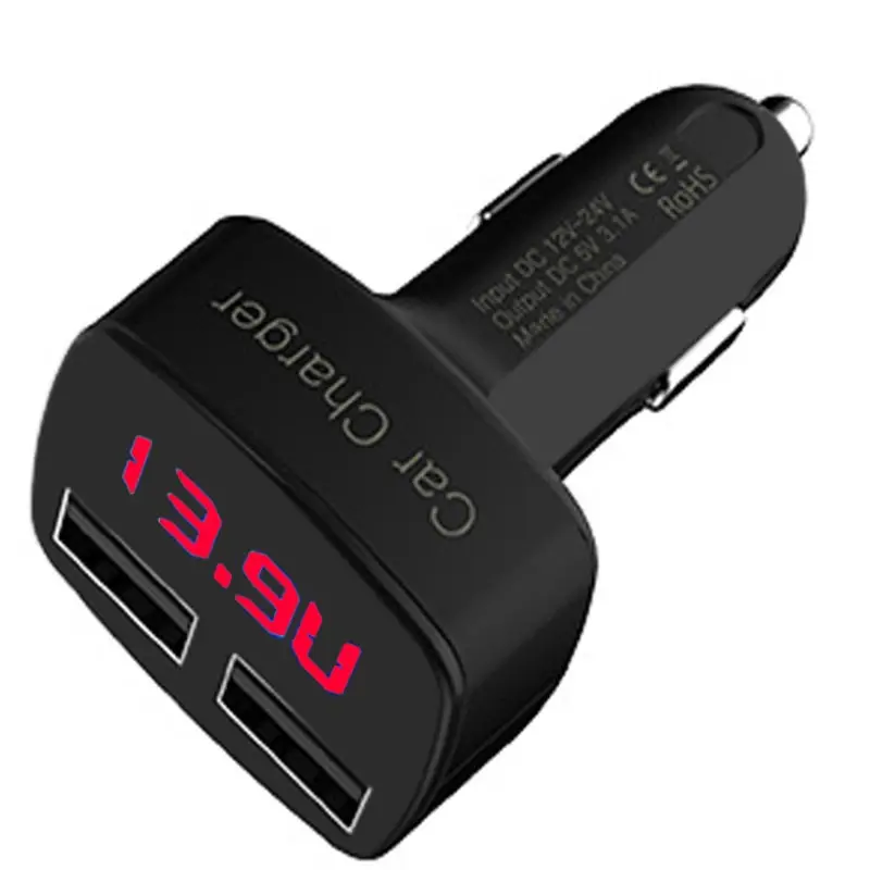 

Dual USB Car Charger 5V 3.1A Universal with Voltage/temperature/Current Meter Tester Adapter Digital LED Display for huawei