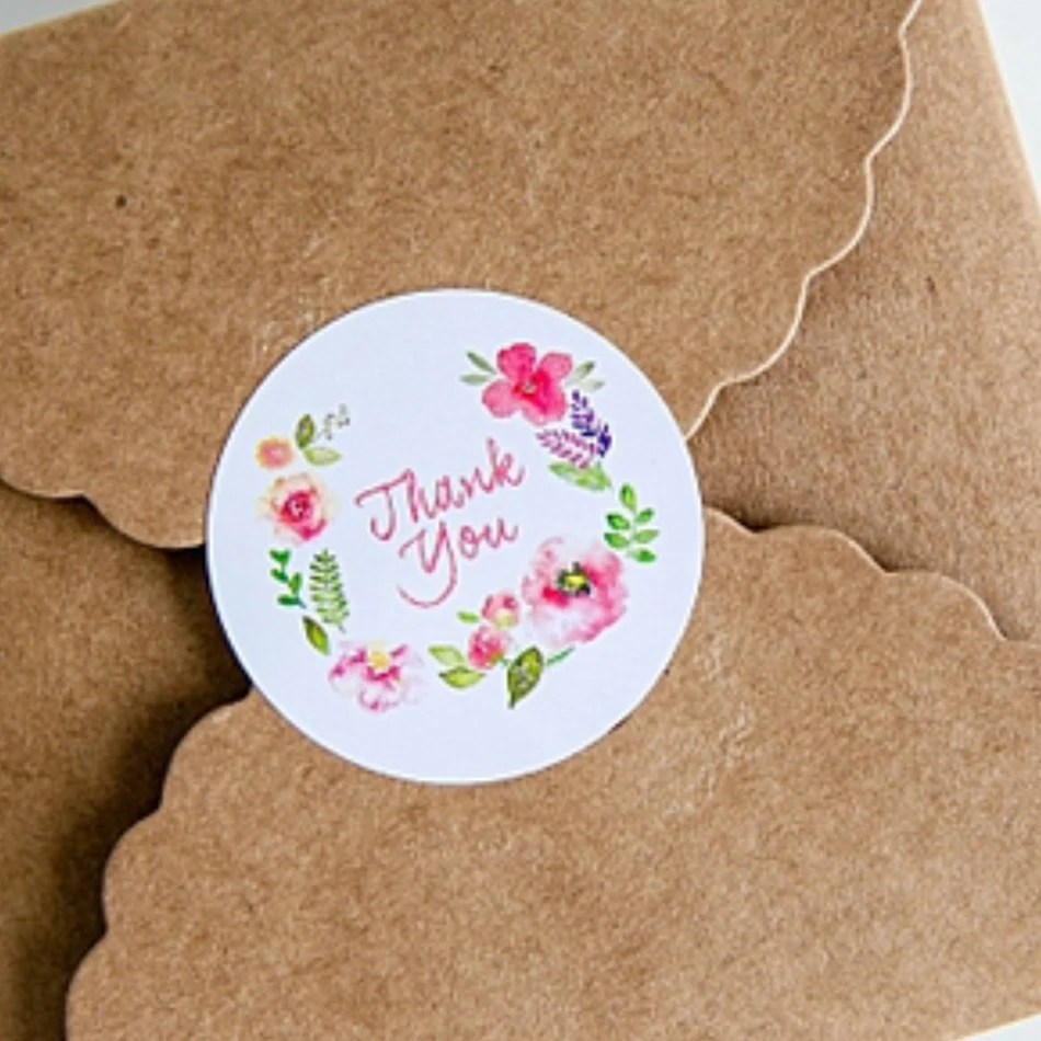 100PCS 3.5cm Flower design sticker labels Creative Paper stickers Thank You Sticker Seals labels for gifts