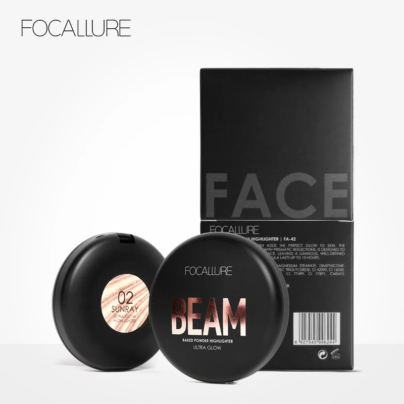 FOCALLURE Новинка 4 цвета ультра светящийся луч хайлайтер Палитра порошок Косметика