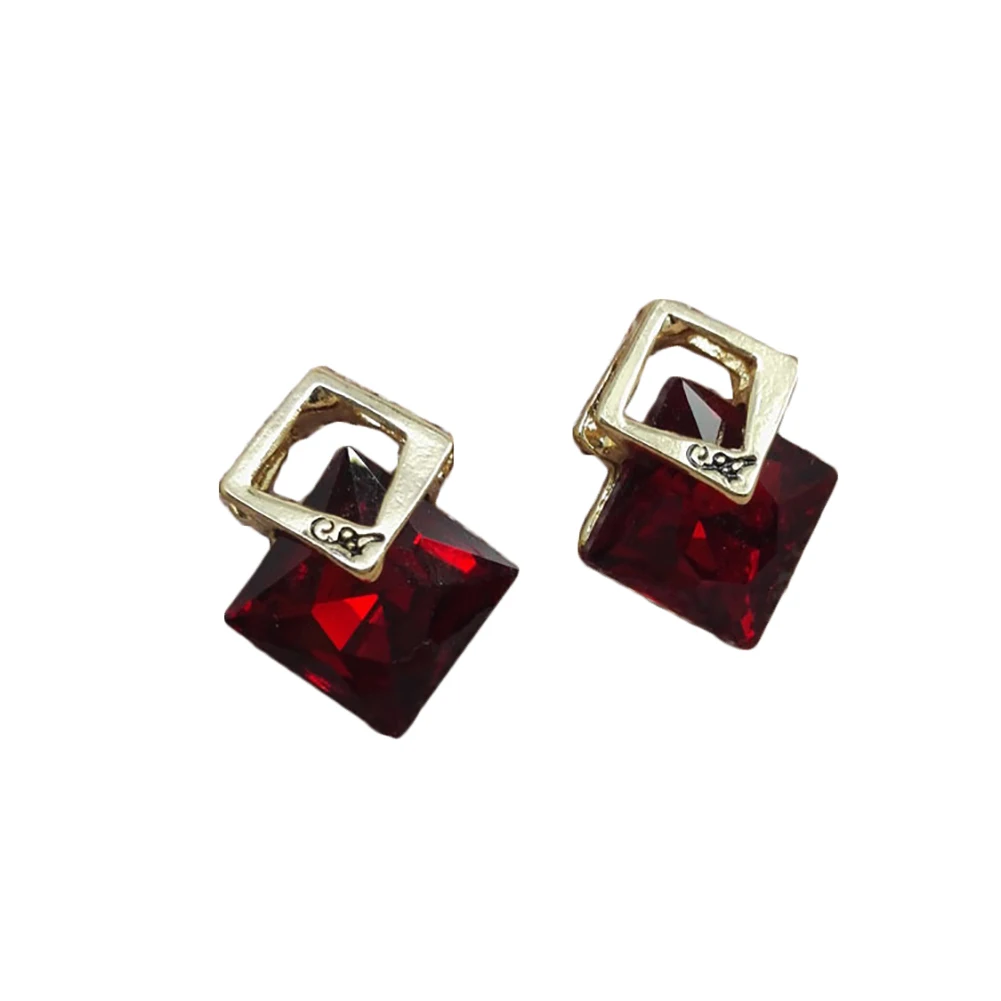 

Fashion Rhombus Rhinestone Women Ear Studs Earrings Evening Party Jewelry Gift