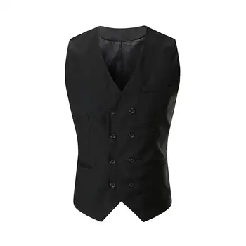 

Gentleman Fshion Vests Big Size Solid Gray White Black Business Normal Smart Causal Vests M-XXL Men's Tops SAN0
