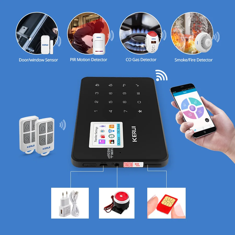  KERUI W18 WIFI GSM Security Alarm System Auto Dial 6 Designated Phone App Control Customize Motion 