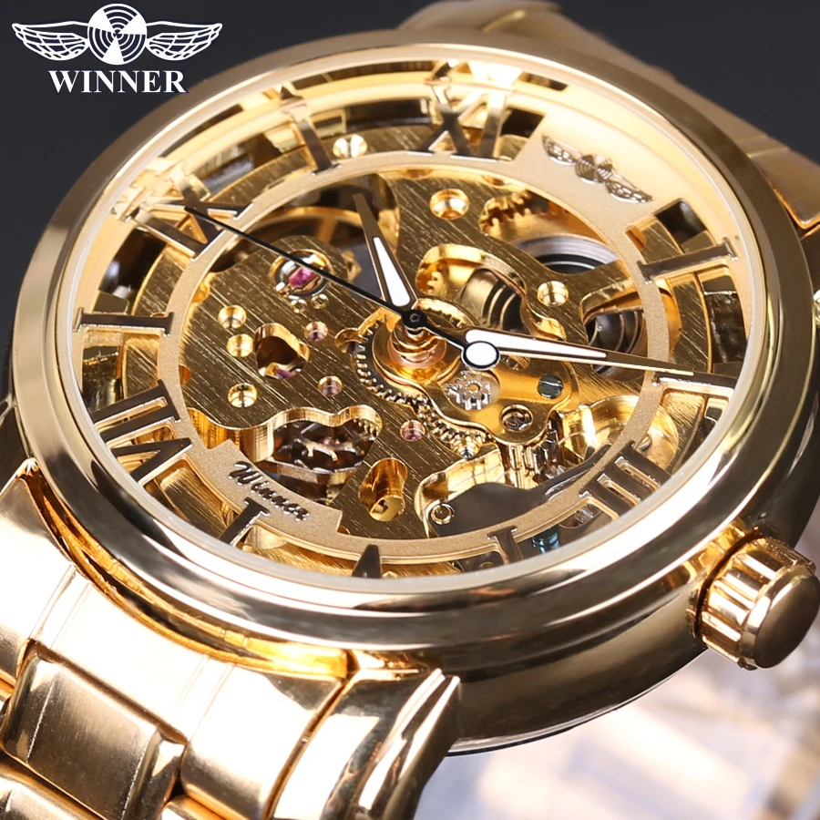 winner men's skeleton watch