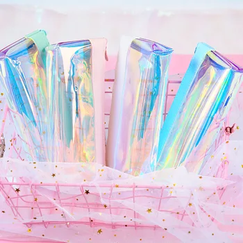 

1pcs Korea colorful trend translucent student pencil bag MOKO Symphony laser large triangle pencil bag variety