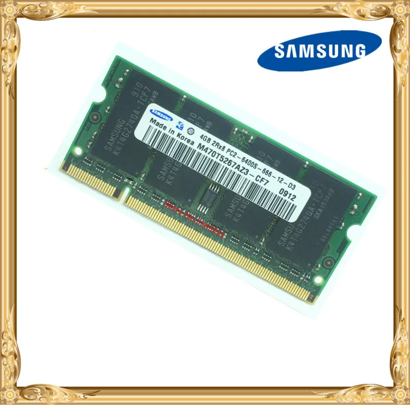 Acheter Samsung Ordinateur Portable mémoire 4 GB PC2 6400 DDR2 800 MHz RAM Portable 800 6400 S 4G 200 pin SO DIMM
