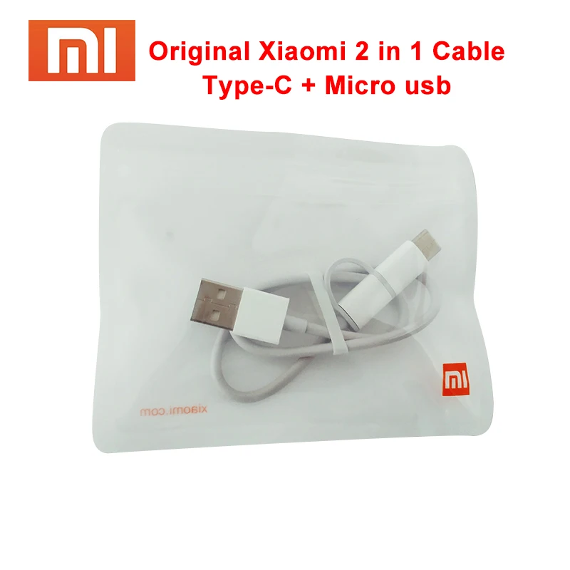 

XIAOMI 2 in 1 2in1 usb cable power bank cable Micro USB type c Fast Charging Data line short cable for redmi note 7 k20 pro mi 9