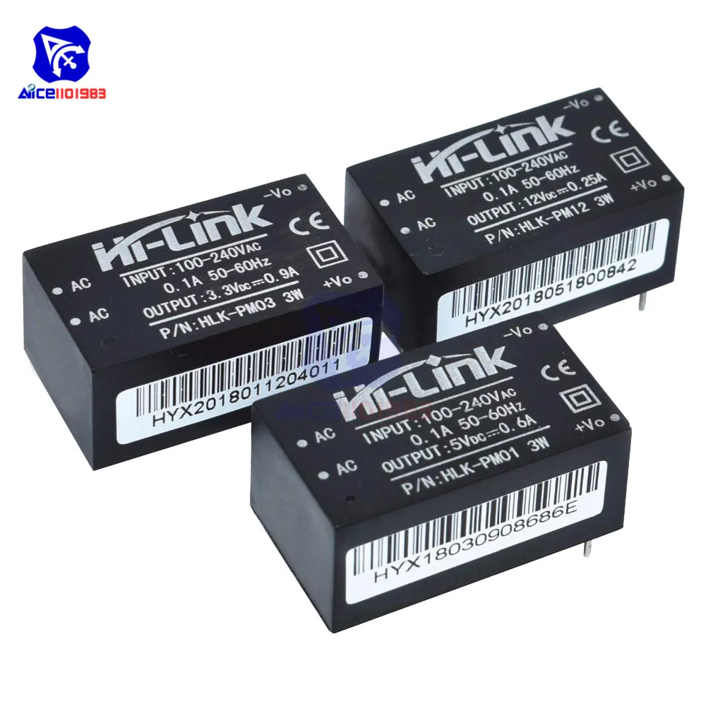 AC-DC 220V 5 V/3,3 V/12 V 3W модуль ldo понижающего преобразователя Питание модуль HLK-PM01 HLK-PM03 HLK-PM12 для интеллигентая(ый) бытовой