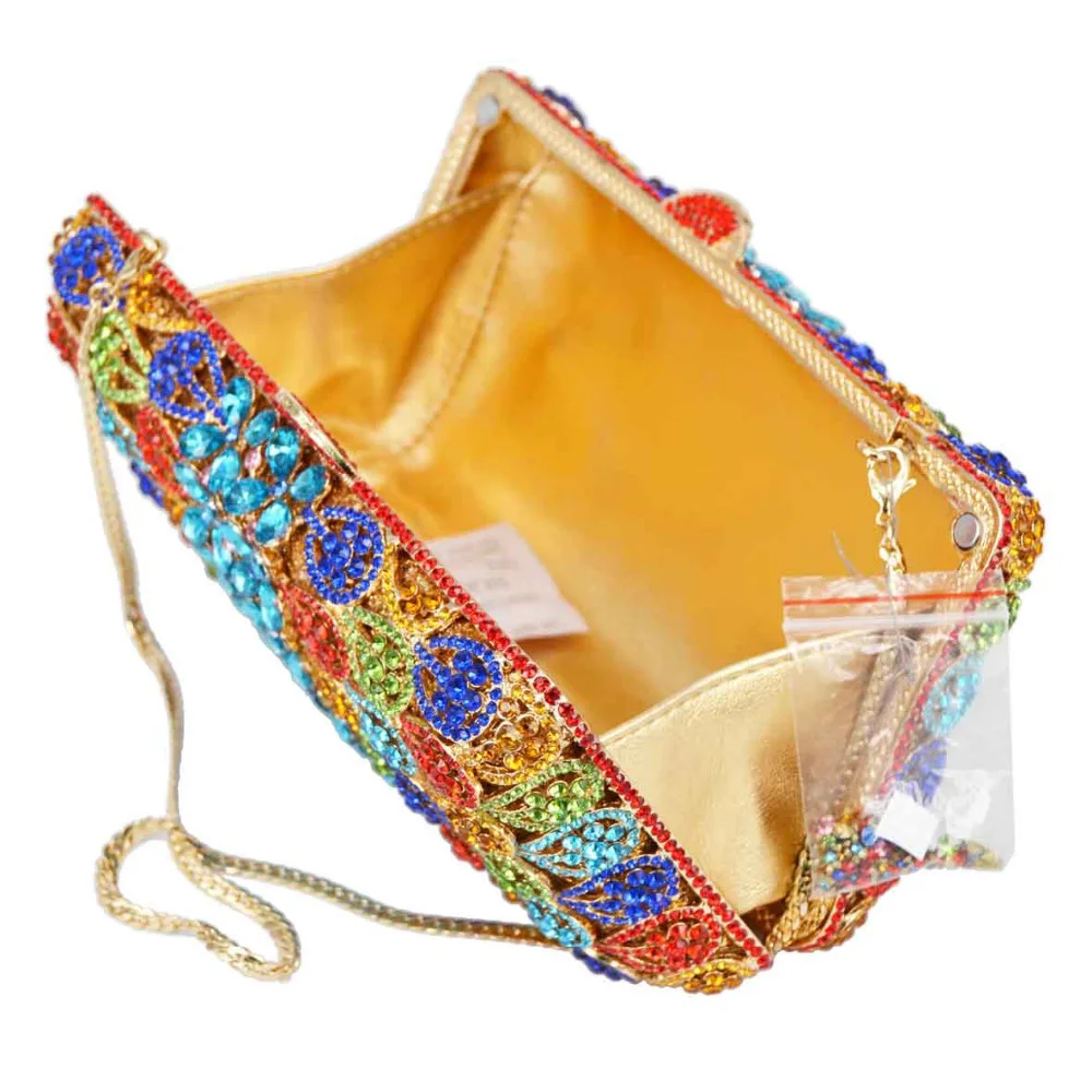Luxury Gold Silver Green Crystal Evening Purse Party Bags Women Bridal Clutch Bags sc765