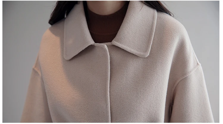 2019 spring new women woolen coat female long section slim versatile tie with solid color woolen coat A87 Parkas Coats & Jackets