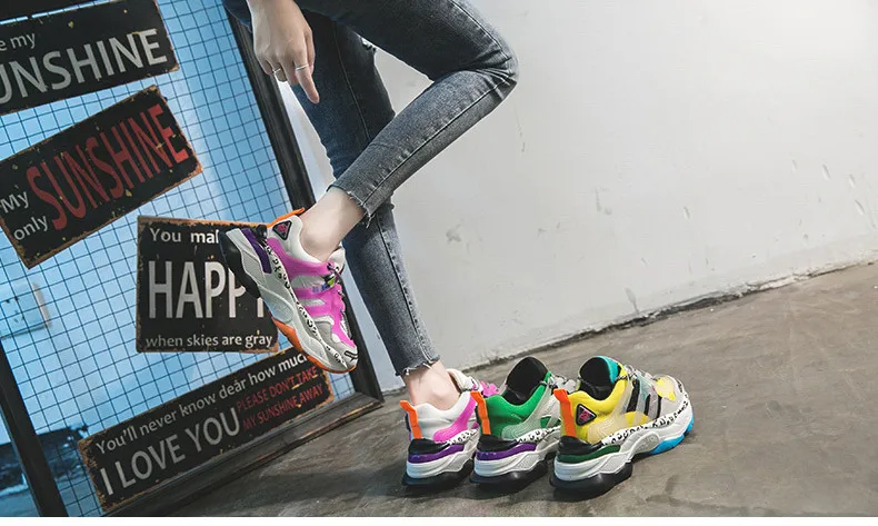 2019 New Sneakers Women 35-42 Platform White Sneakers Horsehair Shoes Casual Flats Breathable Soft Woman Chunky Shoes (7)