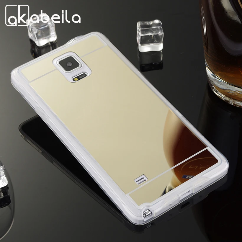 

AKABEILA Phone Case For Samsung Galaxy NoteIV Note 4 Back Cover N9100 N9108 Note4 N910 Note IV Soft PC Mirror Cases Covers