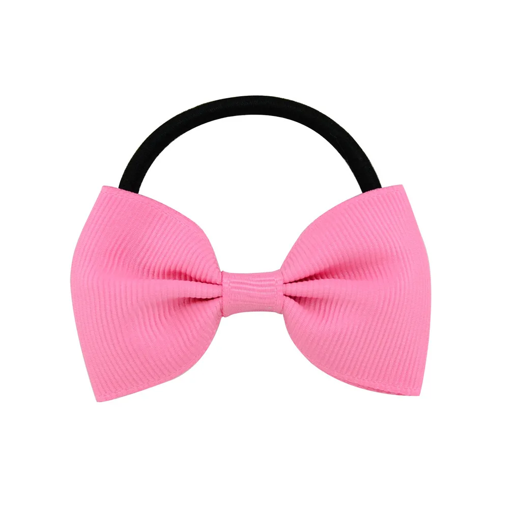 

20 Pcs/lot Small Bowknot Elastic Band Mini Sweet Solid Ribbow Bow Safety Hair Accessories