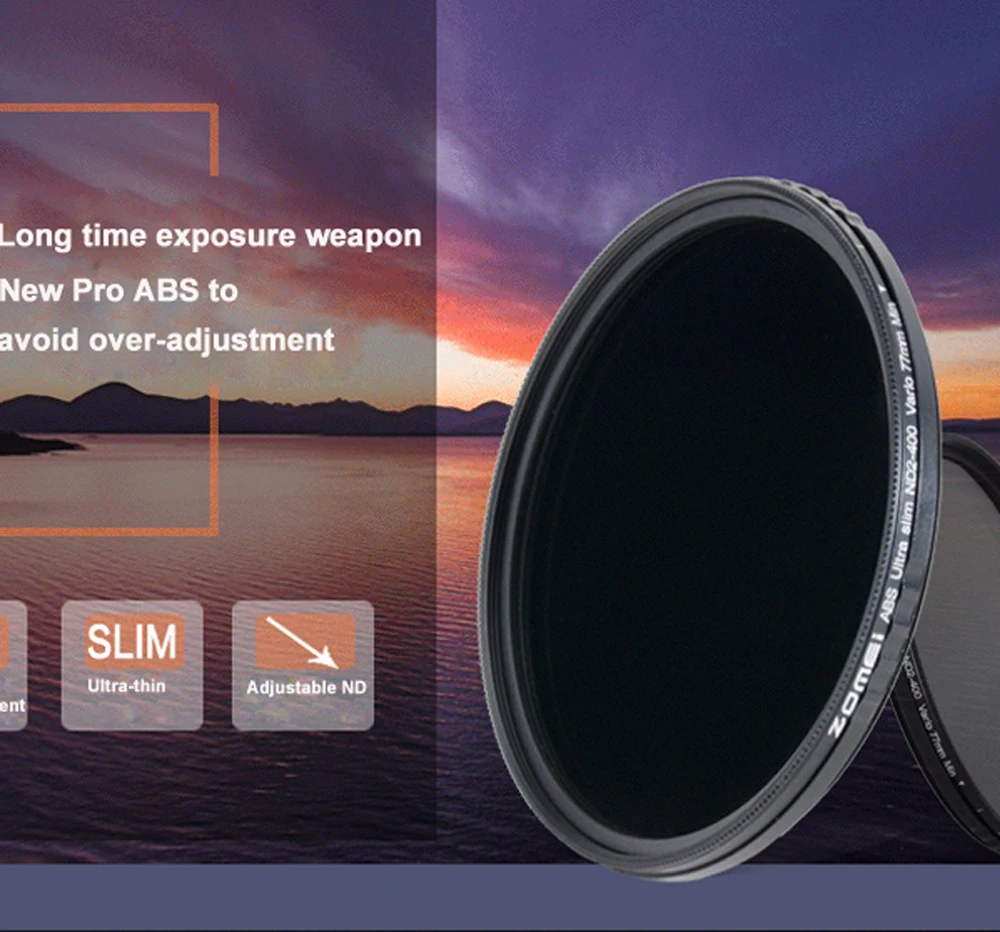 Zomei New Pro ABS версия 49/52/58/67/72/77/82 мм Регулируемая Переменная ND фотомагнитная