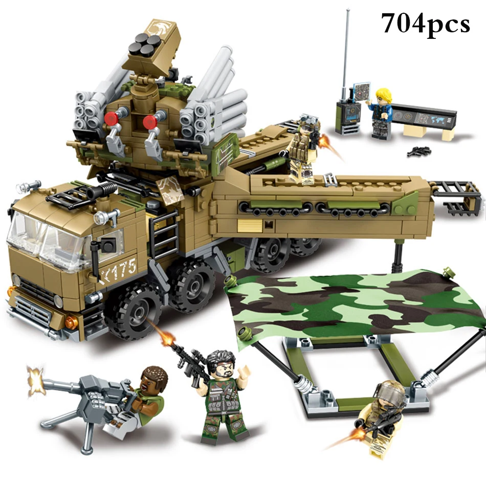 

704pcs City Military World War Attack Armored Vehicles Building Blocks Sets Model Kids Toys Compatible Legoe Army Weapons Brick