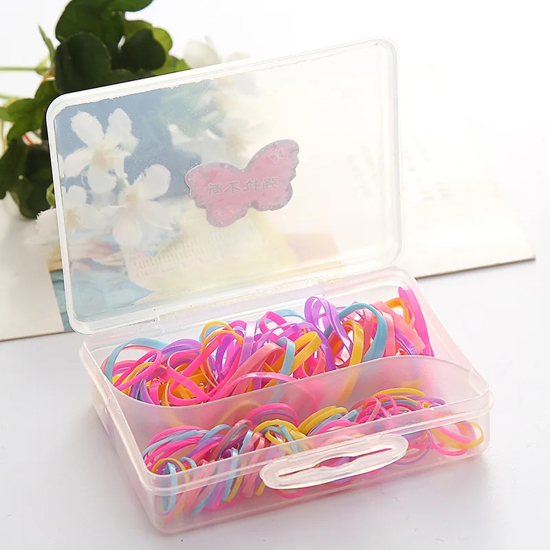 

Fashion Candy Color Hair Ring Rubber Ropes Disposable Elastic Hair Bands for Girls Hairwear In Box For Children's jewelry Gift
