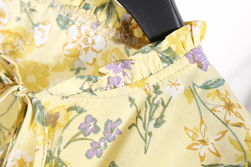 2018送料無料新ファッション花柄シフォンサマードレス甘い薄いスリム女性のワークウェアプリントドレスカジュアルかわいいホット