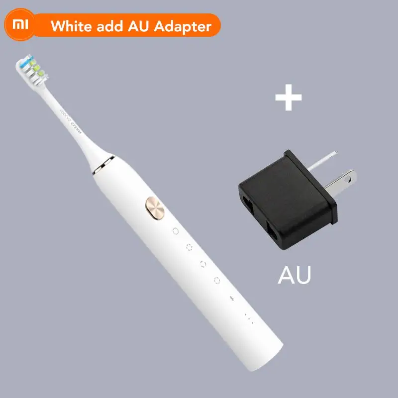 Xiao mi jia электрическая зубная щетка Sonic Soocas X3 X3S Xio mi зубная щетка Xao mi отбеливание зубов Xio mi Xiao mi водонепроницаемый смарт - Цвет: White add AU Adapter